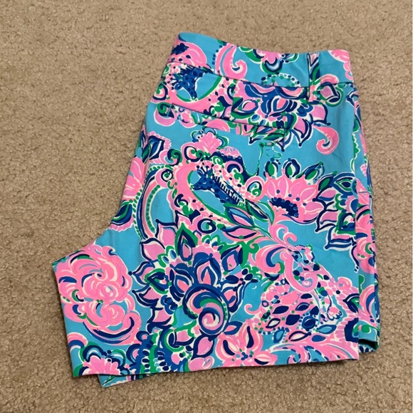 Lilly Pulitzer Callahan Stretch Shorts Blue Horizon Jungle Sunrise Shorts - Picture 6 of 7